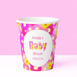 Hübsch rosa Blume Personalisiert Babydusche Pappbecher