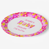 Hübsch rosa Blume Personalisiert Babydusche Pappteller (Schrägansicht)