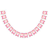 Hübsch rosa Blume Personalisiert Babydusche Wimpelkette (Alle)