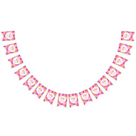 Hübsch rosa Blume Personalisiert Babydusche Wimpelkette (Alle)