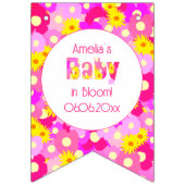 Hübsch rosa Blume Personalisiert Babydusche Wimpelkette (Erste Fahne)