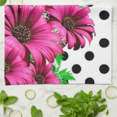 Hübsch-rosa Blume Polka Dot Geschirrtuch (Gefaltet)