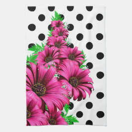 Hübsch-rosa Blume Polka Dot Geschirrtuch