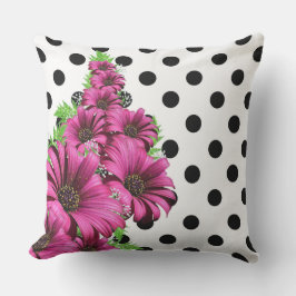 Hübsch-rosa Blume Polka Dot Kissen