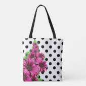 Hübsch-rosa Blume Polka Dot Tasche (Rückseite)