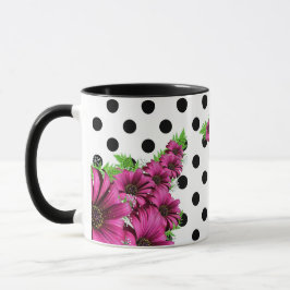 Hübsch-rosa Blume Polka Dot Tasse