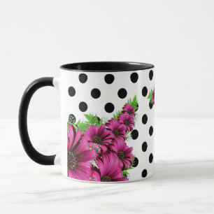 Hübsch-rosa Blume Polka Dot Tasse