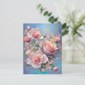 Hübsch rosa Blume Postkarte (Stehend Vorderseite)