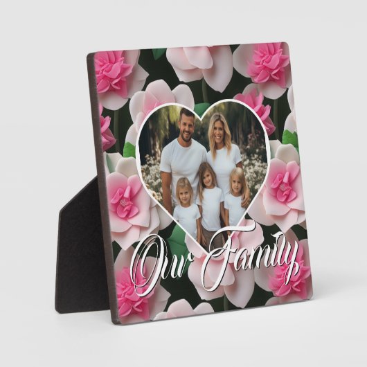 Hübsch rosa, blumenboho Chic personalisieren 4 Fot Fotoplatte (Vorderseite)