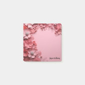 Hübsch rosa Blumendesign im rosa Hintergrund Post-it Klebezettel (Vorderseite)