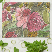 Hübsch rosa Blumengarten Geschirrtuch (Gefaltet)