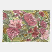 Hübsch rosa Blumengarten Geschirrtuch (Horizontal)