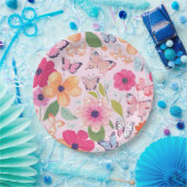 Hübsch rosa Blumengarten Pappteller (Party)