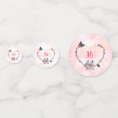 Hübsch rosa Blumengestalt Happy 16. Geburtstag Konfetti (Rückseiten)