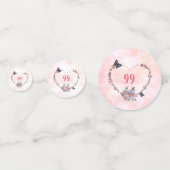 Hübsch rosa Blumengestalt Happy 99. Geburtstag Des Konfetti (Rückseiten)