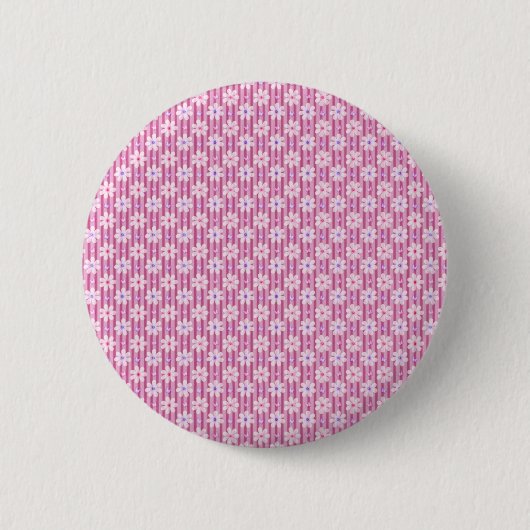 Hübsch rosa Blumenmuster Button (Vorderseite)