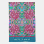 Hübsch rosa Blumenmuster - individuelles Zitat Geschirrtuch (Vertikal)
