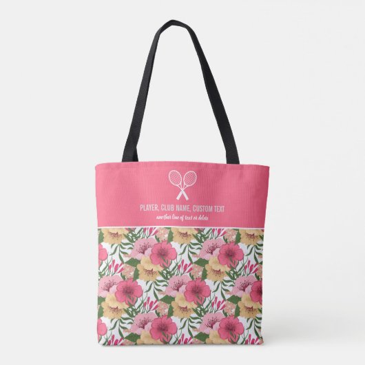 Hübsch rosa Blumenmuster, kundenspezifische Tennis Tasche (Rückseite)