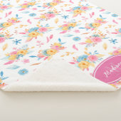 Hübsch rosa Blumenmuster Mit Monogramm Sherpadecke (3/4)