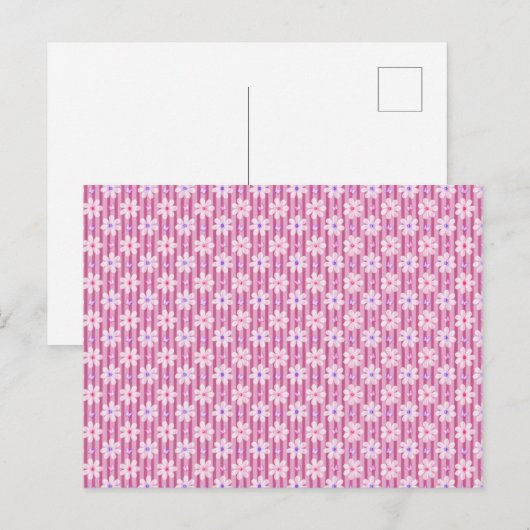 Hübsch rosa Blumenmuster Postkarte (Vorne/Hinten)