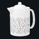 Hübsch rosa Blumenmuster Teapot<br><div class="desc">Hübsches rosa Blumenmuster Custom Monogram. Im französischen Landstil sind die Blume rot und blau. Schöne Zuhause-Einrichtung mit weißer Farbe. Florale und Blattwerk. Handgezeichnete Blumenzeilenkunst mit Wasserfarbendetails. Dieses mädchenhafte französische Landdesign ist großartig für viele Geschenke und Anlässe. Genießen Sie einen trendigen und eleganten Druck für Ihre nächste Geschenkidee, für sich selbst,...</div>
