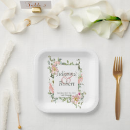 Hübsch rosa Blumenplatte Pappteller