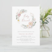 Hübsch rosa Blumenrege | Baby Brunch Einladung (Stehend Vorderseite)