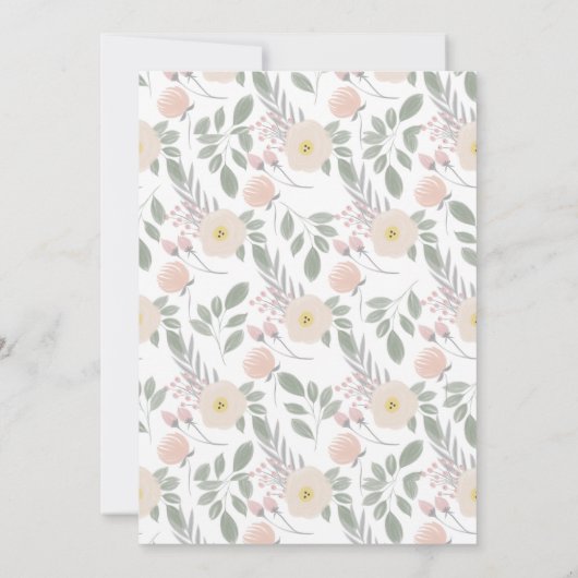 Hübsch rosa Blumenrege | Baby Brunch Einladung (Rückseite)