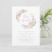 Hübsch rosa Blumenrege | Baby Sprinkle Einladung (Stehend Vorderseite)