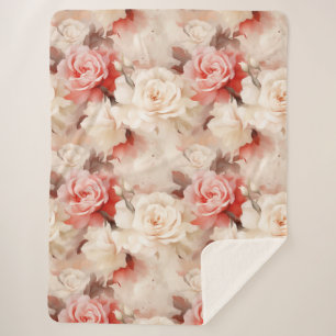 Hübsch rosa Blush Cream Rose floral Sherpadecke