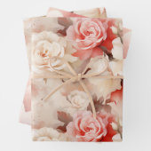 Hübsch rosa Blütencreme Geschenkpapier Set (Beispiel)