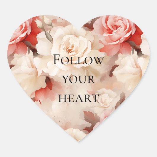 Hübsch rosa Blütencreme Herz-Aufkleber (Vorderseite)