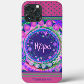 Hübsch rosa Blütenhope Dots Inspirivity Name Case-Mate iPhone Hülle (Rückseite)