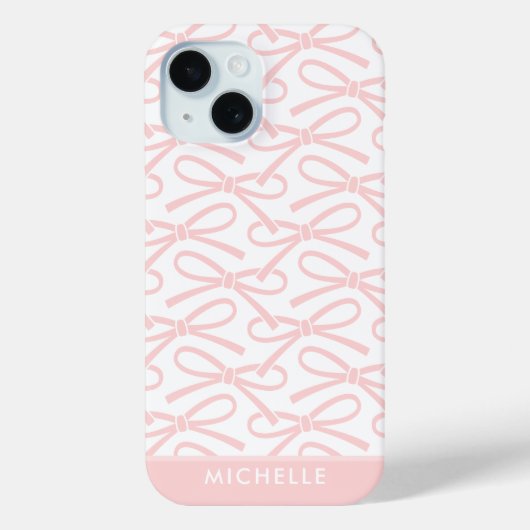 Hübsch rosa Bogen Personalisierter Name Rosa Case-Mate iPhone Hülle (Rückseite)