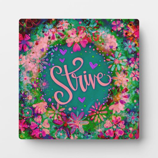 Hübsch rosa BoHo Floral Strive Inspirivity Easel Fotoplatte (Vorderseite)