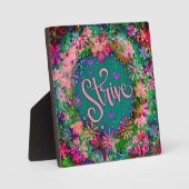 Hübsch rosa BoHo Floral Strive Inspirivity Easel Fotoplatte (Vorderseite)