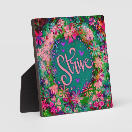 Hübsch rosa BoHo Floral Strive Inspirivity Easel Fotoplatte (Vorderseite)