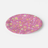 Hübsch rosa Botanische Wildblume Pappteller (Schrägansicht)