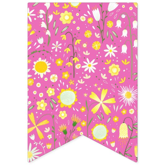 Hübsch rosa Botanische Wildblume Wimpelkette (Zweite Fahne)