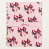 Hübsch-rosa-Bow-Individuelle Name Planer (Vorderseite)