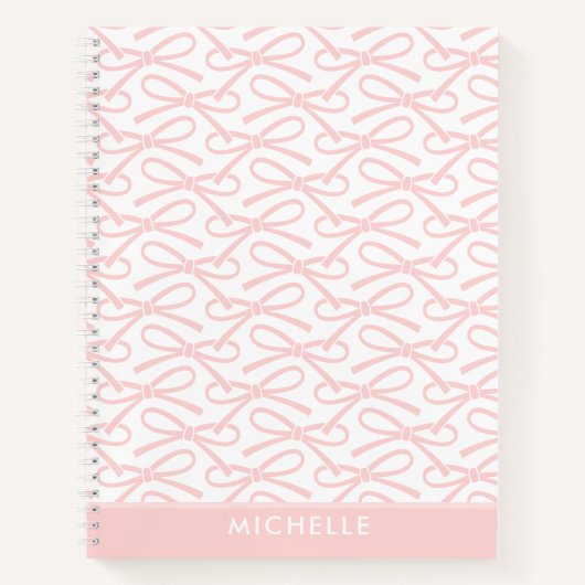 Hübsch-rosa-Bow-Individuelle Name-SpiralNotebook Notizblock (Vorderseite)