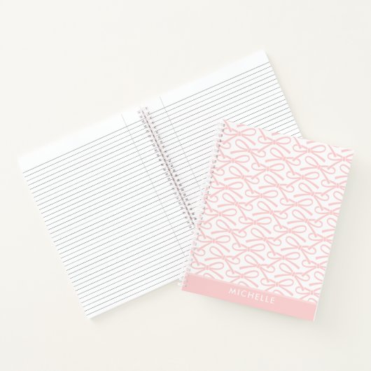 Hübsch-rosa-Bow-Individuelle Name-SpiralNotebook Notizblock (Innenseite)
