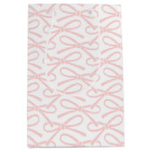 Hübsch rosa Bow Muster Weißes Medium Geschenktasch Mittlere Geschenktüte (Vorderseite)
