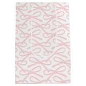 Hübsch rosa Bow Muster Weißes Medium Geschenktasch Mittlere Geschenktüte (Rückseite)