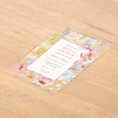 Hübsch-Rosa-Bow-Wildblume-Brautparty Acryleinladungen (Ablage )