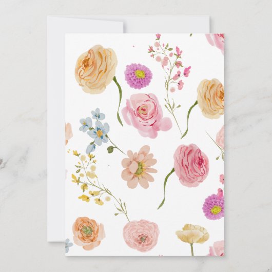 Hübsch-Rosa-Bow-Wildblume-Brautparty Einladung (Rückseite)