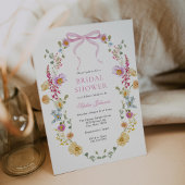 Hübsch-Rosa-Bow-Wildblume-Brautparty Einladung