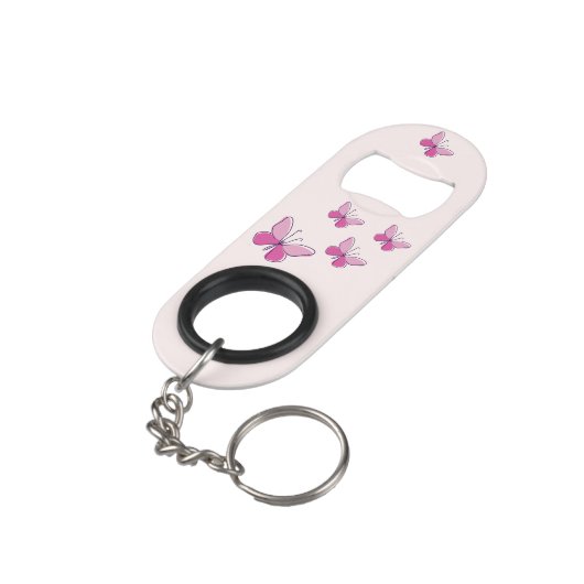 Hübsch rosa Butterfliegen Mini Flaschenöffner (Rückseite Schrägansicht)