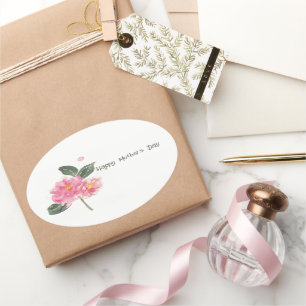 hübsch rosa Camelia Ovaler Aufkleber