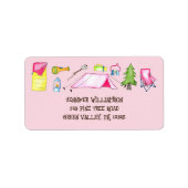 Hübsch rosa Camping Collage Adresse Adressaufkleber (Vorne)